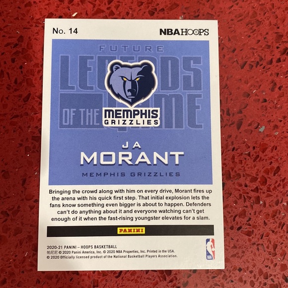 Ja morant n a hoops future legends of the game hologram numbered 162/199 2019 - Picture 2 of 2